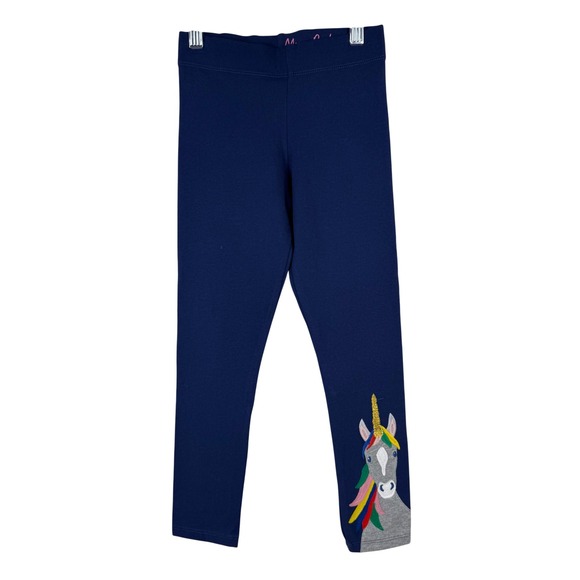 Mini Boden Girls 6-7Y Leggings Blue Unicorn Applique Pants Kids Casual Cute - Picture 1 of 6